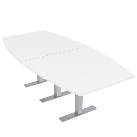 SKUTCHI DESIGNS 8 Person Conference Table with Metal T Base, Boat Shape, Harmony Series, 46X93, White HAR-BOT-46x93-T-XD09